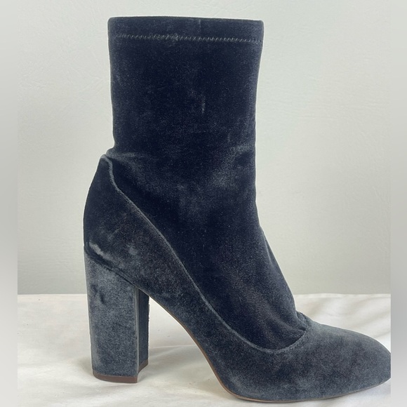 Sam Edelman Calexa Blue Gray Velour Chunky Heel Boots – Size 8.5 - Picture 2 of 11